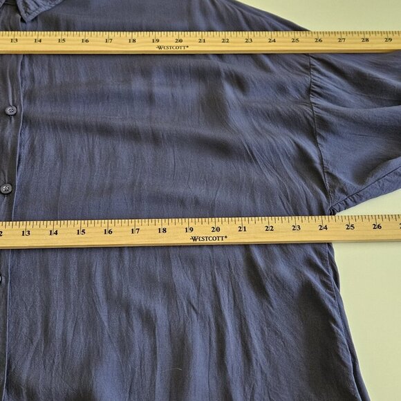 Lola Made In Italy Top Womens S Navy Buttons LS Lightweight Oversized Viscose - Picture 5 of 15